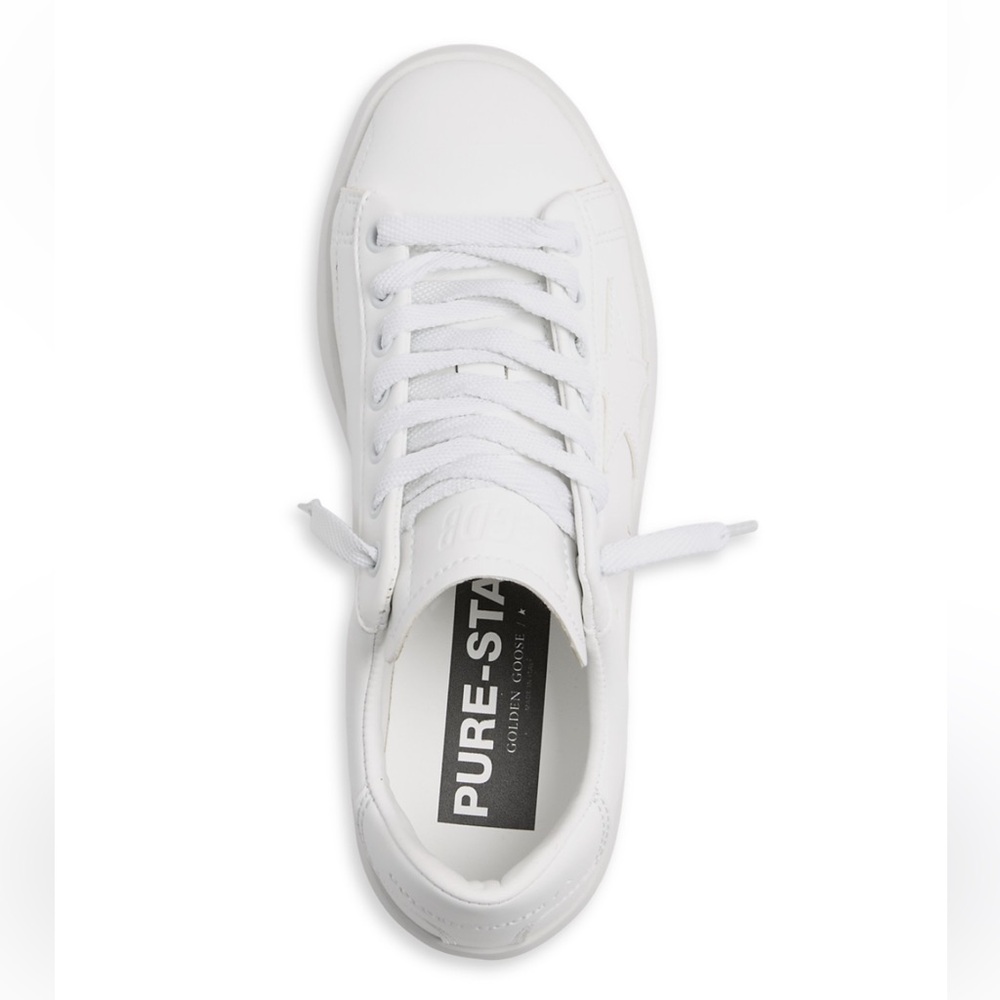 GOLDEN GOOSE Unisex Pure Star Leather Sneakers Optic White sz. 38 - Picture 5 of 14